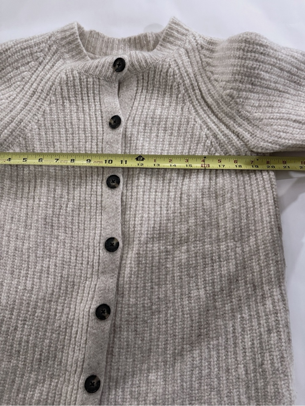 Everlane Fisherman Cardigan Heathered Oak Women M Alpaca Wool Quiet Luxury - Picture 11 of 12